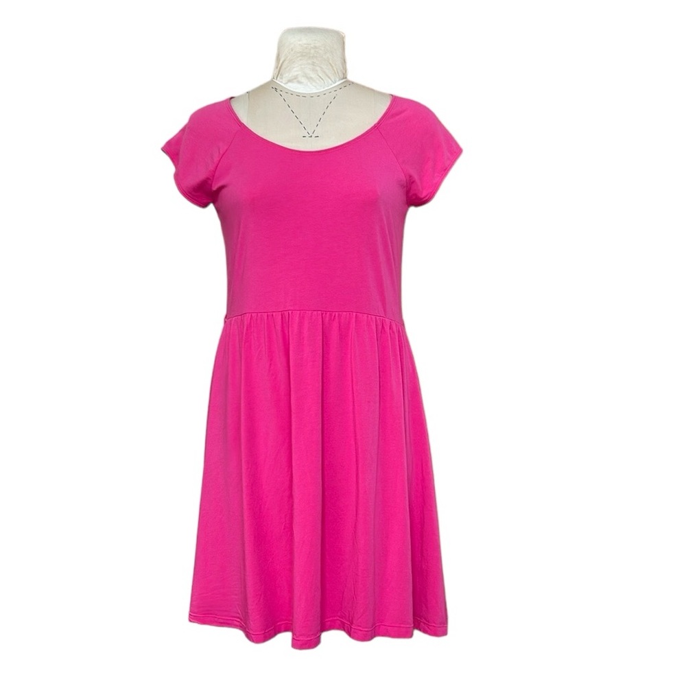 Garnet Hill Fit and Flare Summer Dress T-shirt Skater Dress Pink 14